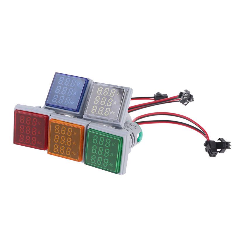 3 в 1 вольтметр переменного тока амперметр Гц частота тока панельный измерительный прибор индикатор цифровое напряжение Ампер Гц светодиодная лампа квадратный сигнальный фонарь с CT