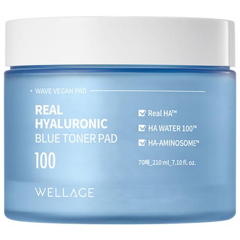 WELLAGE Real Hyaluronic Blue 100 Toner Pad 210ml / 70 Pads