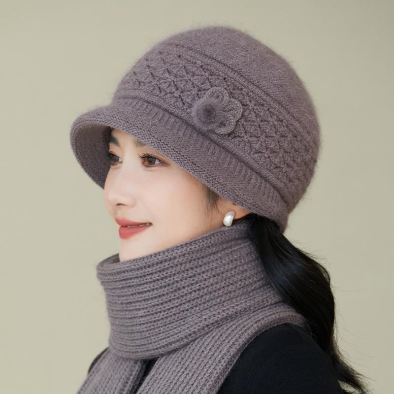 New Autumn and Winter Women's Fleece Basin Hat, Ear Protection Hat, Knitted Wool Hat