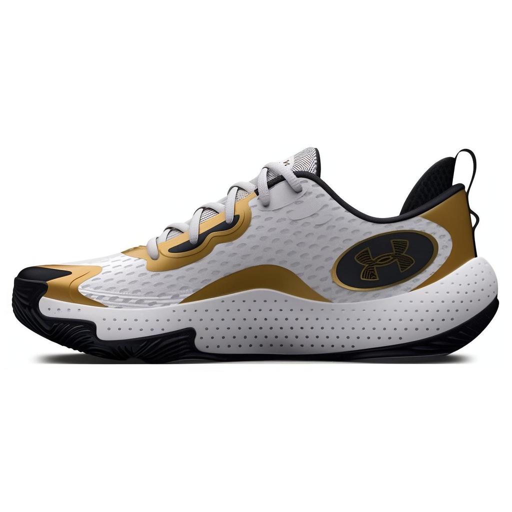Under Armour Spawn 5 белые черные золотые мужские кроссовки 3026285-101
