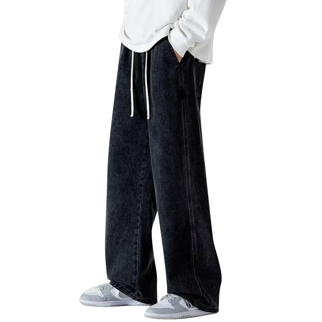 Men's Straight Jeans Loose Wide Leg Trousers