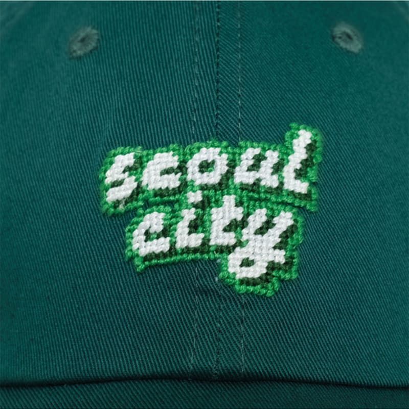 Шляпа LOLONG SEOUL CITY с вышивкой гладью - ЗЕЛЕНАЯ