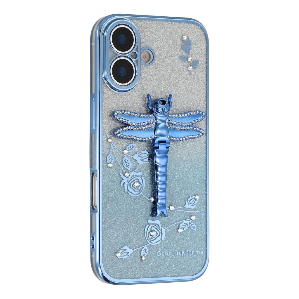KADEM For iPhone 17 Case Dragonfly Kickstand TPU Flowers Glitter Phone Cover