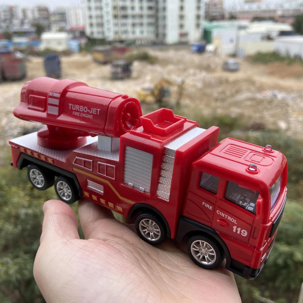 Inertia Fire Truck Models Kids Toy Car Pull Back Sliding Ladder Firetruck Vehicle For Toddler Collection Car Set Kids Boys Gift