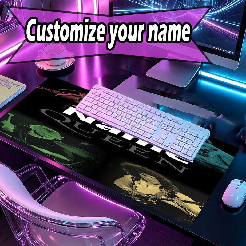 Custom Name Personalized Queen (band) Pattern Mousepad, Laptop PC Desk Mat, Decorative Desk Mat for Home Keyboard Pad Gift