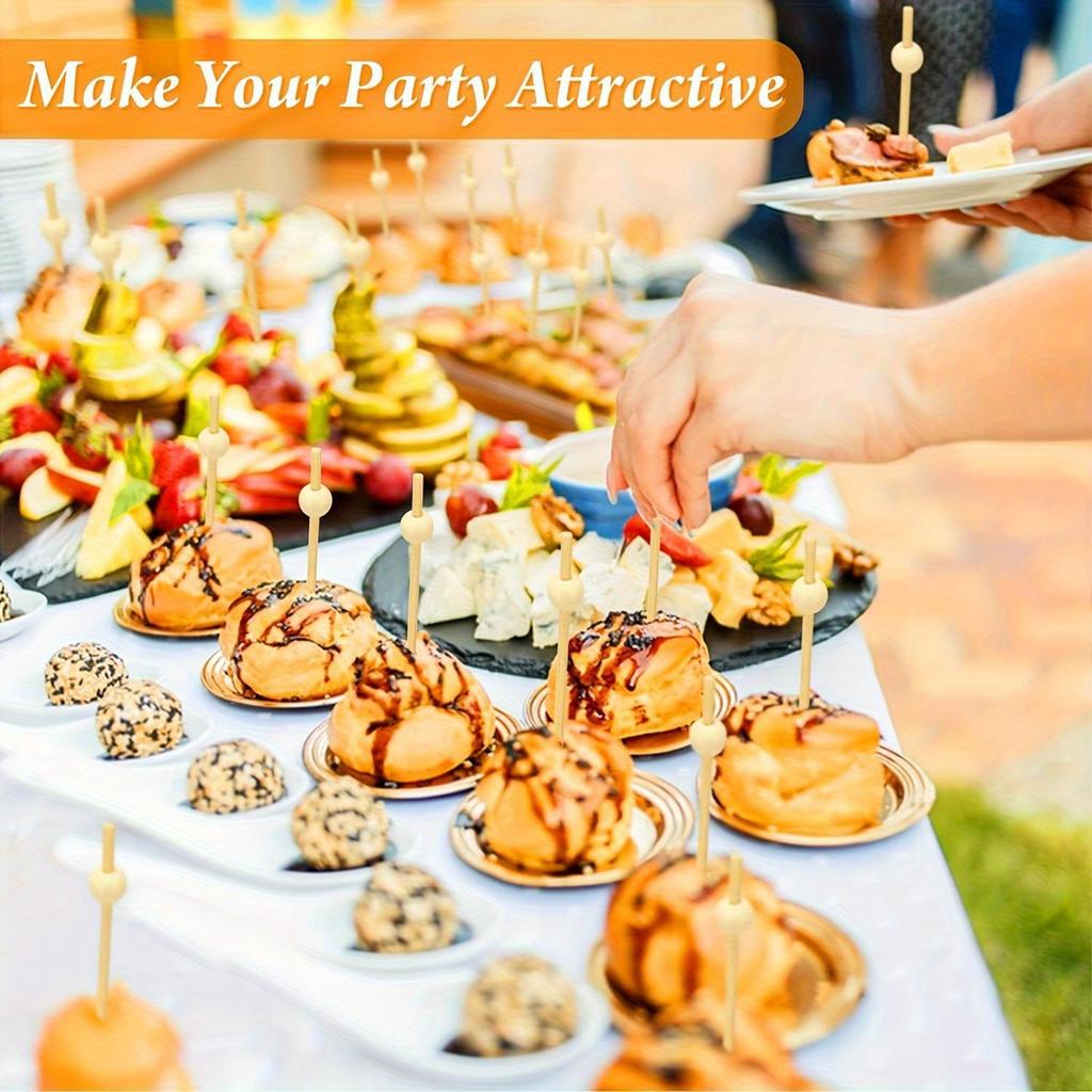 Exquisite 4.7 Inch 100-Count Natural Wooden Cocktail Picks for Drinks, Appetizers, Party Snacks - Perfect for Fruit, Vegetables, and Charcuterie