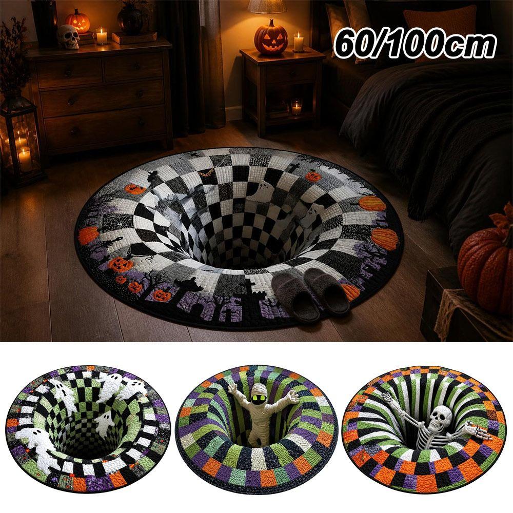 Stain Resistant Round Area Rug Diatom Mud Halloween Floor Mat Halloween Round Rug Halloween Decor