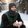 Ветрозащитная зимняя шапка для мужчин, вязаный шарф-капюшон, теплая балаклава-капюшон для холодной погоды, шапка для езды на велосипеде, утепляющий воротник, подшлемник, для улицы