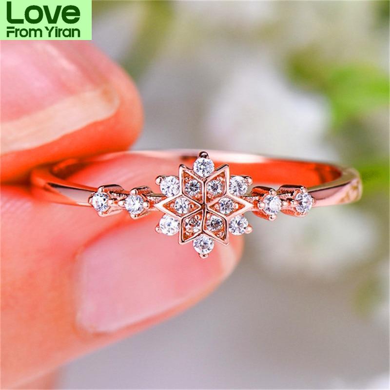 Кольцо из стерлингового серебра 925 пробы, женское кольцо в виде снежинки с камнем, изящные обручальные кольца для женщин, тонкое кольцо с белым цирконием, ювелирные изделия