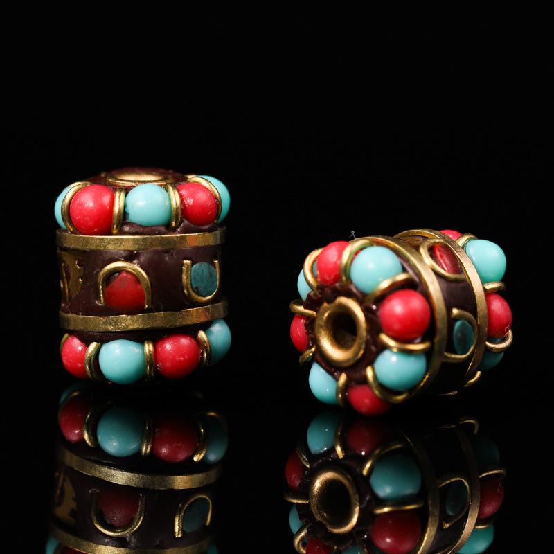 Nepal Six-Syllable Mantra Brass-Inlaid Spacer Beads for DIY Buddhist Rosary