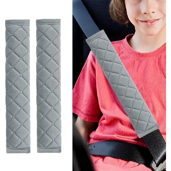 2PCS Universal Car Seatbelt Strap Cover, Long Crystal Velvet Shoulder Pad Cover Kit for Adults and Children, Helps Avoid Friction on Shoulder and