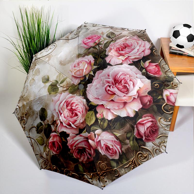 Luxurious Rose Peony Umbrella Automatic Open/close, Sturdy Iron Frame & 8-Rib Struct, Umbrella for Women & Men, Christmas Gifts