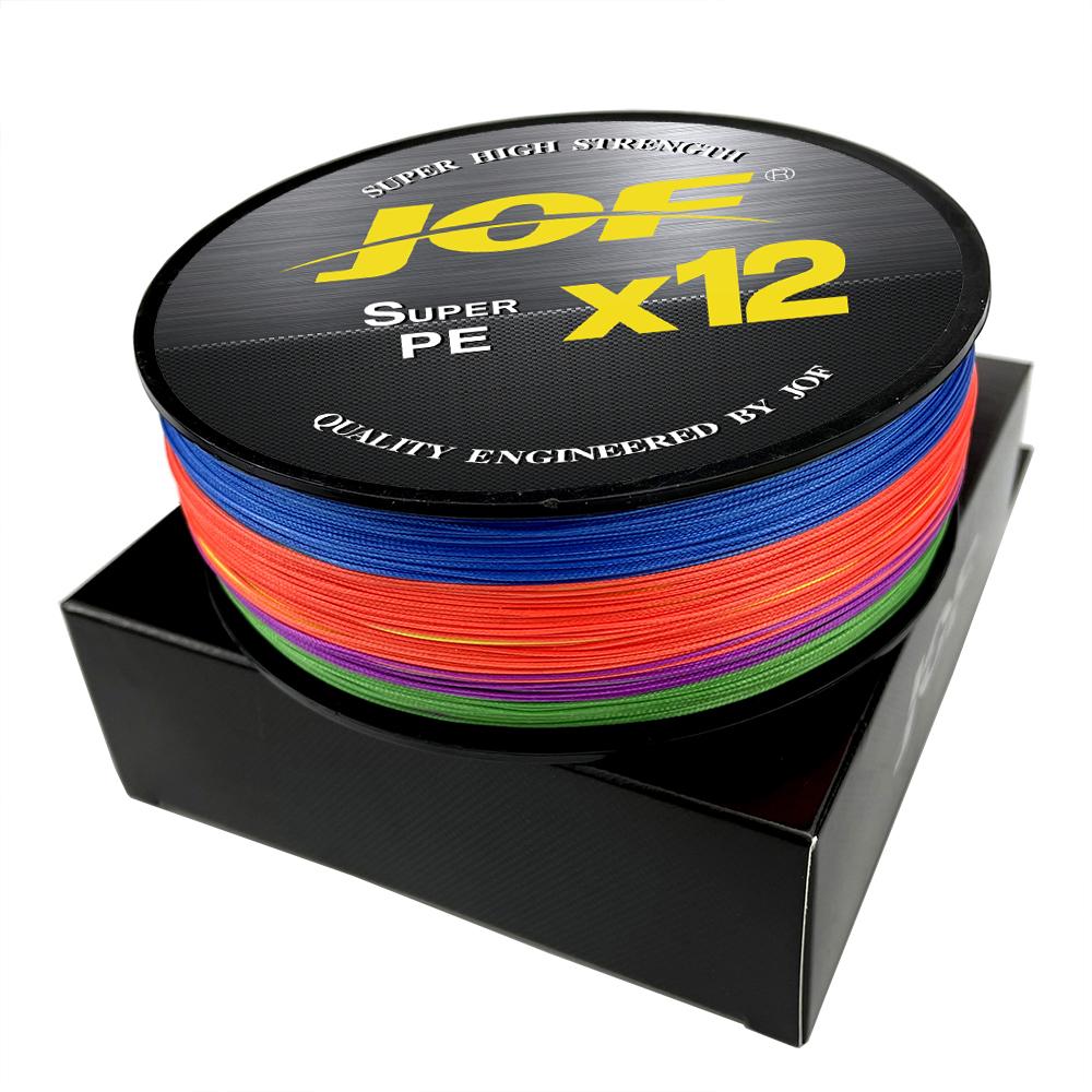 JOF X12 Улучшенная плетеная леска Суперпрочная 12-жильная мультифиламентная леска PE 100M 300M 500M 25LB 30LB 39LB 50LB 65LB 92LB