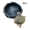 2x Reptile Food Dish Bowl, Water and Bowls, Shallow Terraium Bowl Feeder for