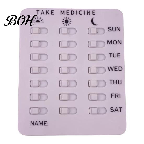 Daily Pill Organizer Feeding Reminder, Medication & Reading Tracker Board, Reusable Schedule Card with Green Medicine For Elderly Slider Markers, Pet