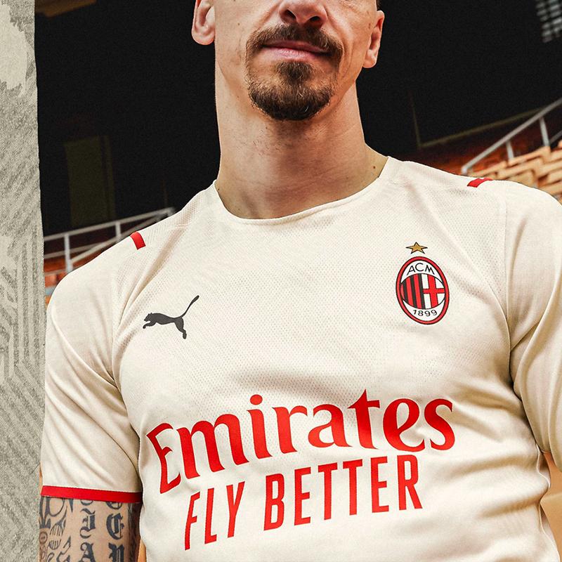 Puma Сезон 21-22 AC Milan Away Fan Edition Football Match Мужские майки с короткими рукавами Off-White 759127-02