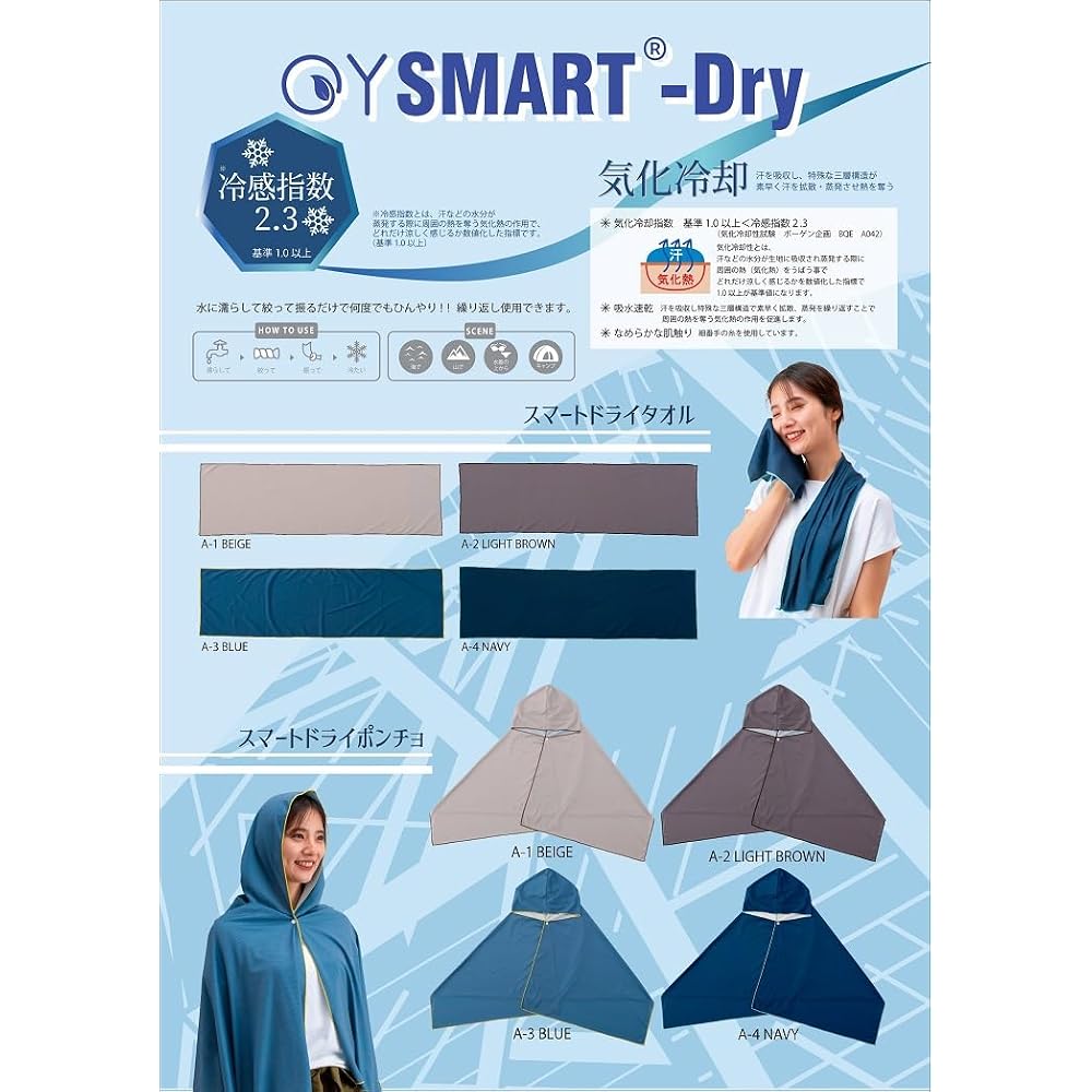 SMART-Dry Охлаждающий Пончо 60x145см Высокий Охлаждающий Эффект Защита от УФ 93% Спортивный На Открытом Воздухе Многоразовый Синий