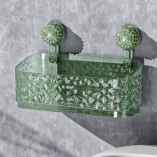 Душевая кабина, корзина для хранения в ванной комнате с присоской, большая вместимость, прочная несущая способность, сильная всасывающая полка для душа, органайзер