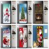 Christmas Refrigerator Sticker Self-Adhesive Removable Snowman Santa Claus Tree Mural Door Decal Fridge Cover Film Xmas Posters