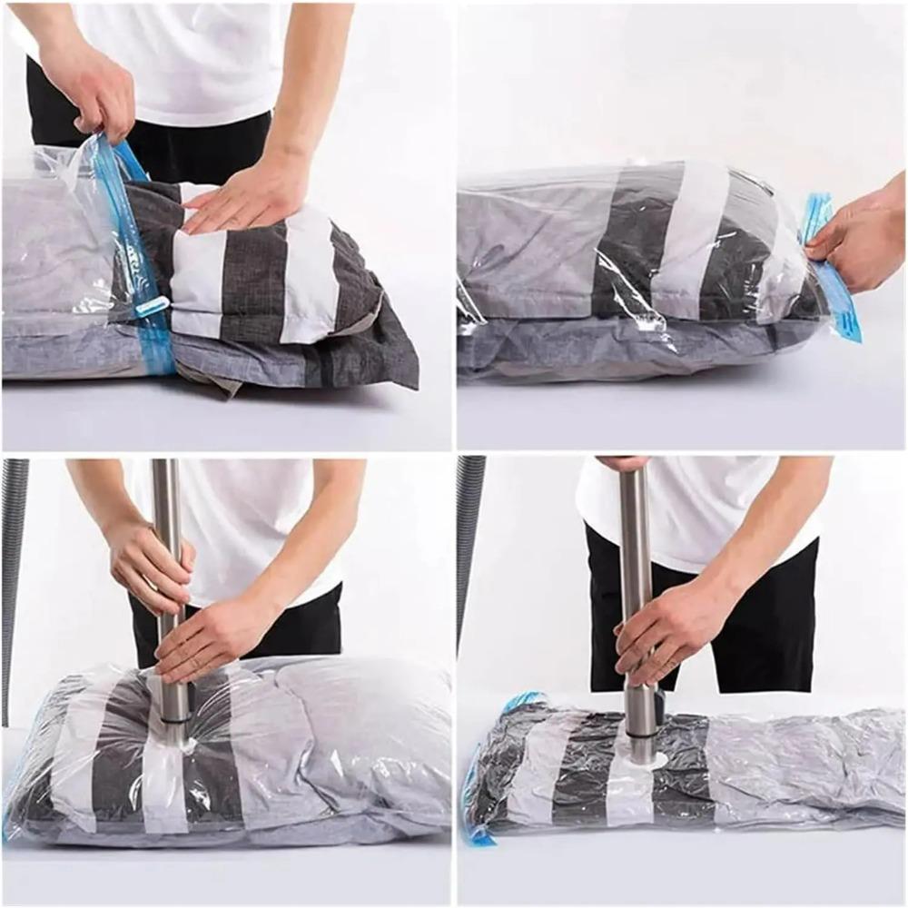 5 Pack Vacuum Storage Bags, Space Saver Bags Compression for Comforters and Blankets, Sealer Clothes Travel Packing Organizer