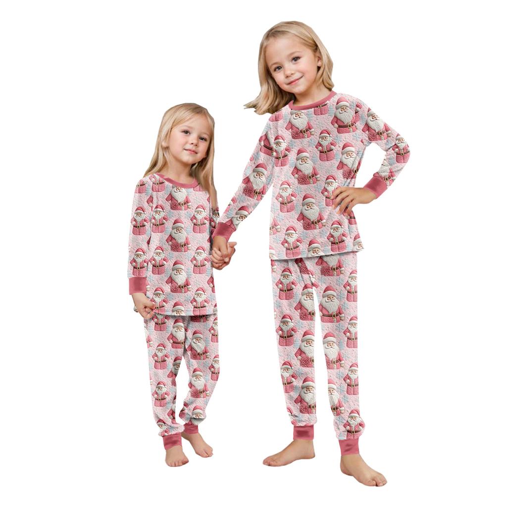 Matching Family Christmas Print Flannel Homewear Set Long-Sleeve Top And Pants