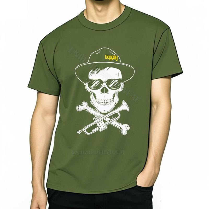 Womens T shirt Quickdry Unisex Tshirt Skull With Crossed Trumpets Short sleeve Streetwear Tshirts Trendy Black Workout