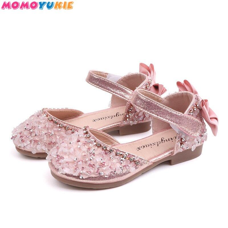 Children Princess Shoes Baby Girls Flat Bling Leather Sandals Fashion Sequin Soft Kids Dance Party Sparkly Shoes