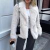 Spot European and American style artificial wool women's clothing autumn and winter new fur warm top elegant trench coat jacket