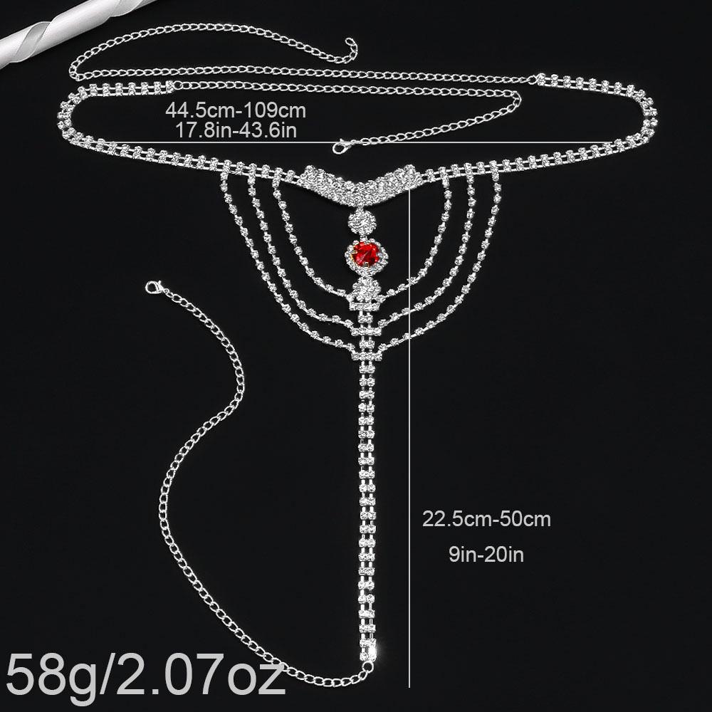 Elegant Rhinestone Ruby Body Chain Set for Women - Nightclub Style