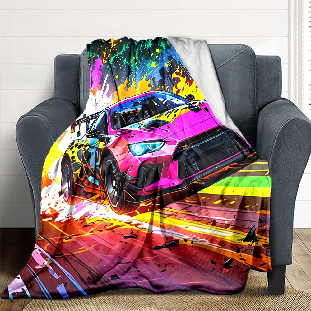 1pc Racing Wheels Lightweight Flannel Blanket, Comfortable and Warm Blanket, for Office and Camping Sofa Bed, Livingroom116
