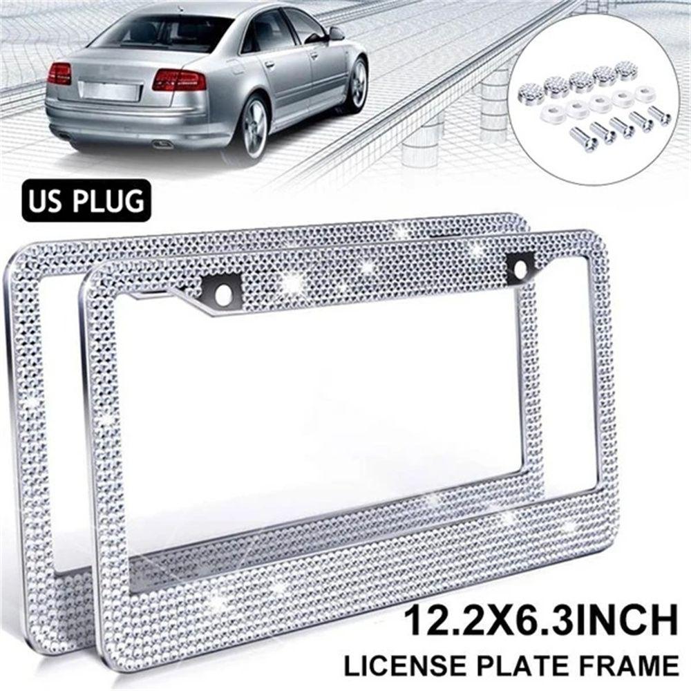 Rhinestone Stainless Steel For USA Truck Car Frame Plate License Plate Frame Bling License Plate