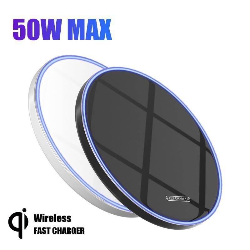 Беспроводное зарядное устройство Fast Qi мощностью 50 Вт для iPhone 14, 13, 12, 11 X 8, HUAWEI XIAOMI, панель для быстрой зарядки