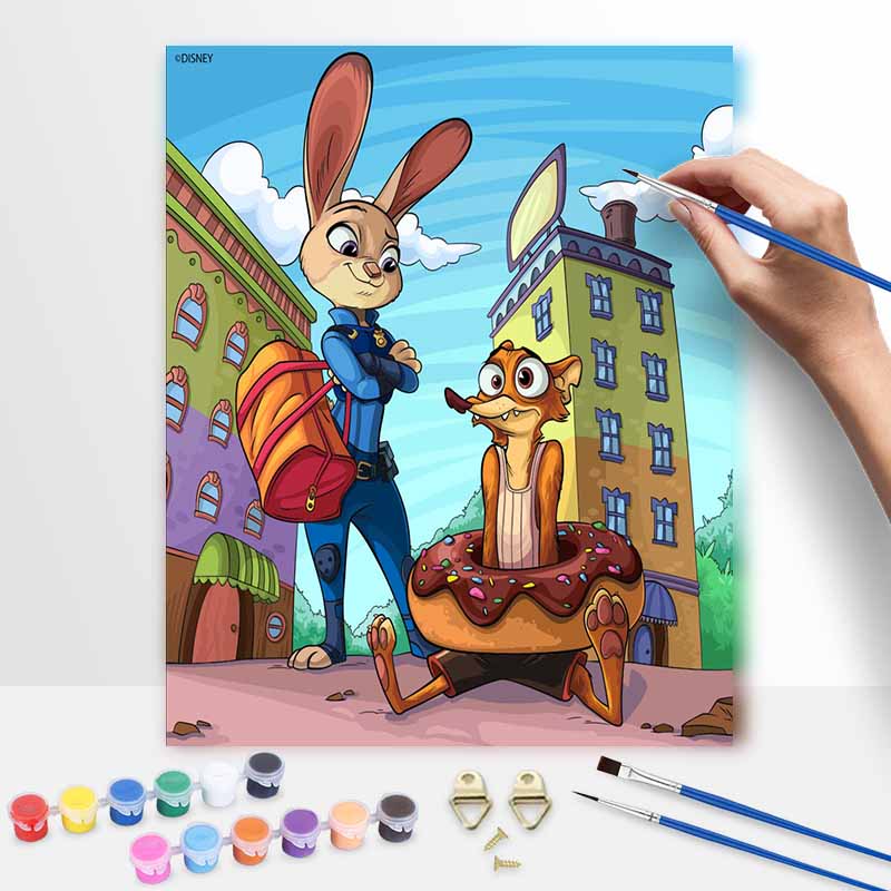 Disney Zootopia Judy Nick DIY Oil Painting Kits Hand Painting Home Decor Craft Gift Ideas Canvas Wall Art Paint By Numbers Artwork