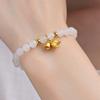 Natural Hetian Jade Bracelet for Women, Sheep Fat Jade with Golden Lily of the Valley Beads, Small Beads, Light Luxury, Niche and Exquisite