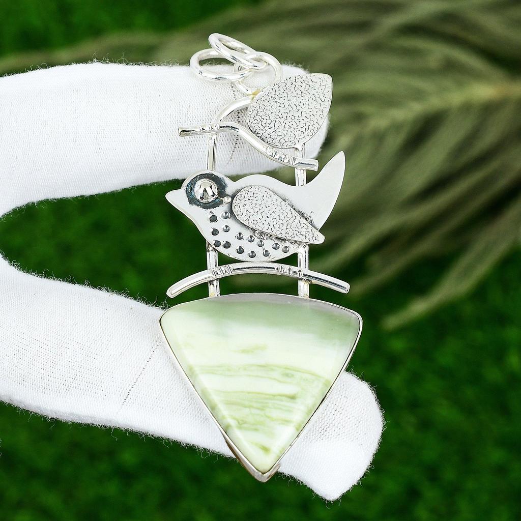 Свадебный подарок для нее Подвеска из серебра 925 пробы с натуральным камнем Императорская яшма