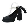 Comemore High Heels Women Mary Jane Shoes Spring Autumn Ladies Elegant Party Female Pumps Ankle Pearl Buckle Dress Women's Shoes