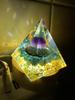 Orgonite Pyramid + LED Lamp Base 5cm Crystal Stones Amulet 5cm Hx10