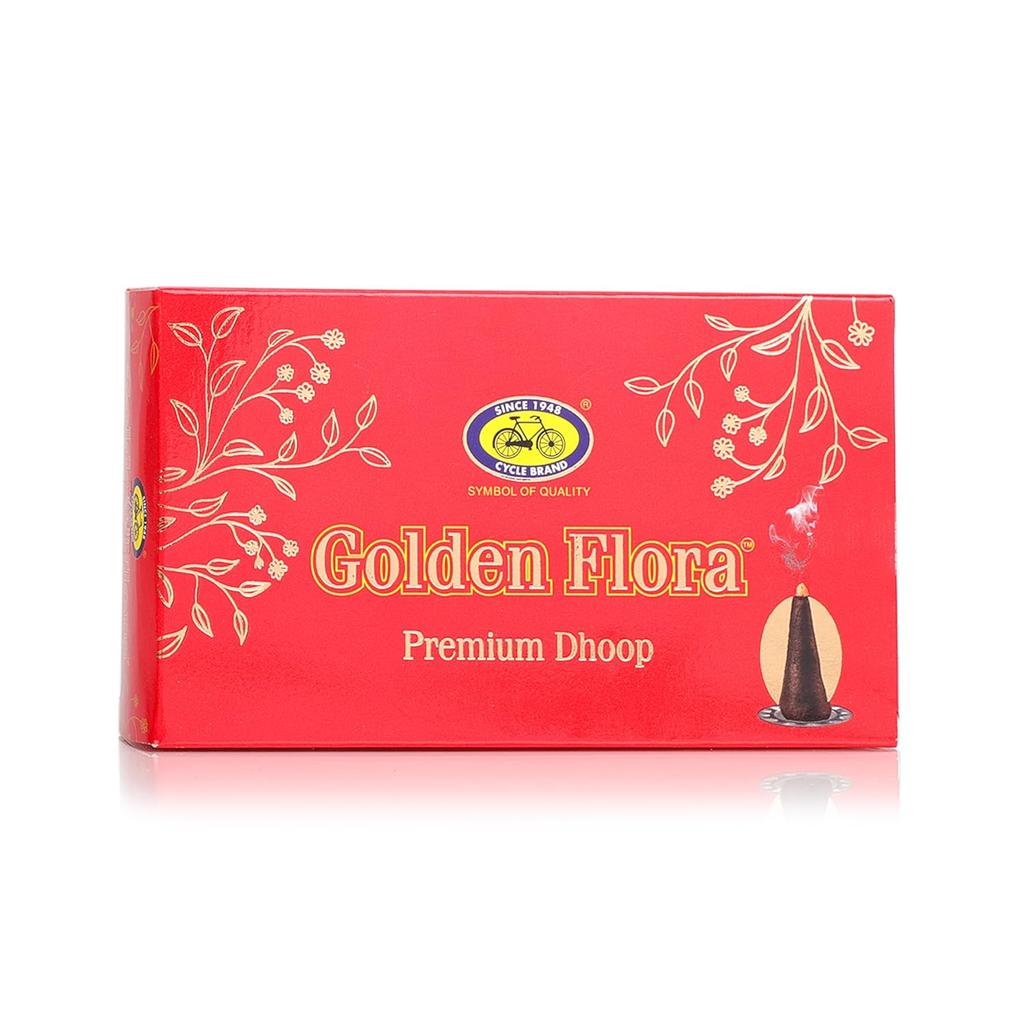 Golden Flora Wet Dhoop Bamboo-Less Soft Incense Cones for Festive, Havan, Outdoor Aromatic Use 120G Pack of 3