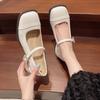 Spring Shoes 2025 Sandals Strappy Heels Slip-on Loafers Summer Women's Mary Jane  Square Toe Shallow Mouth New  Elastic Band