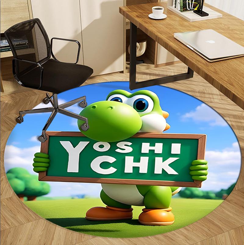 Yoshi Pattern Round Rug, Indoor/Outdoor Mat, for Picnic, Gameroom, Bedroom, Office, Living Room, Home Decor Carpet, Birthday Gift