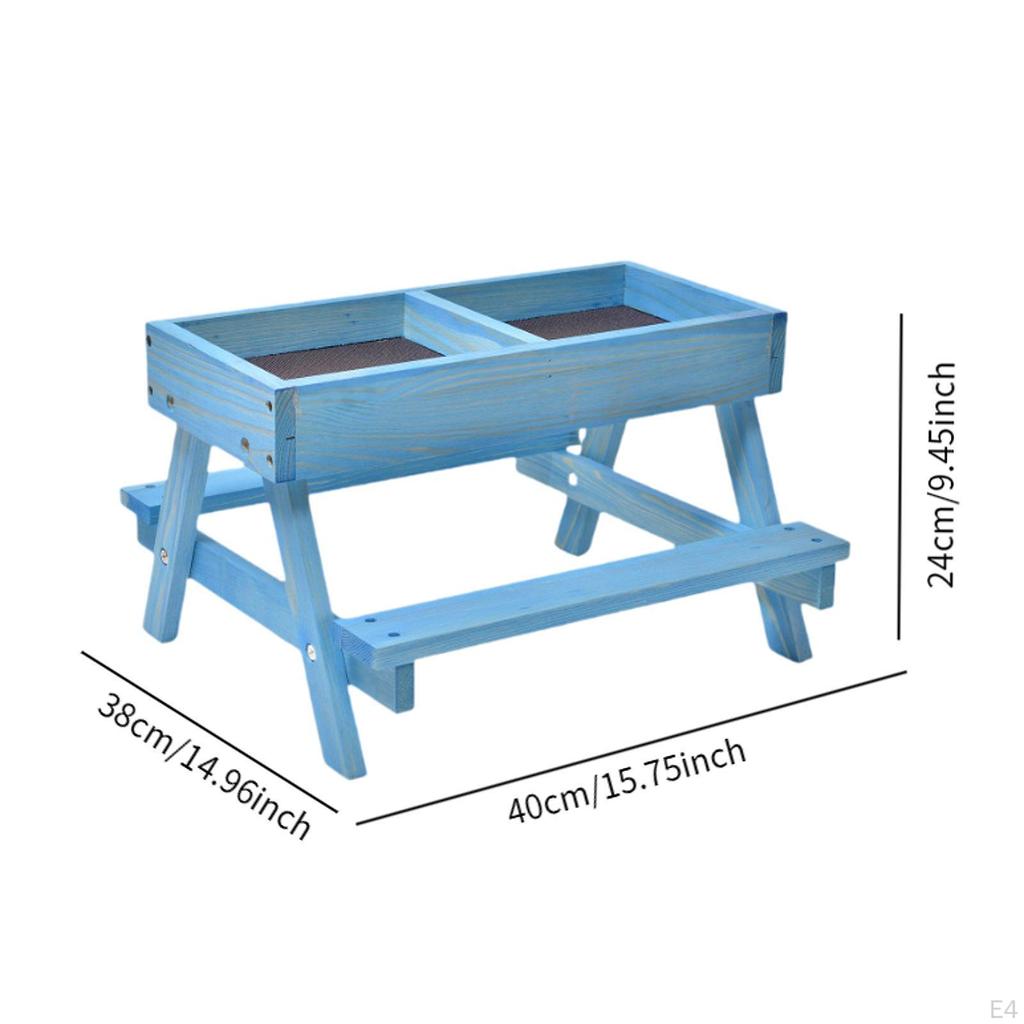 DIY Wooden Chicken Feeder Easy To Assemble Chipmunk Feeding Container Picnic Table No Waste
