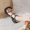 Summer New Casual Versatile One-word Buckle with Sandals Women's Rivets Flat-soled Thick-soled Open-toed Shoes