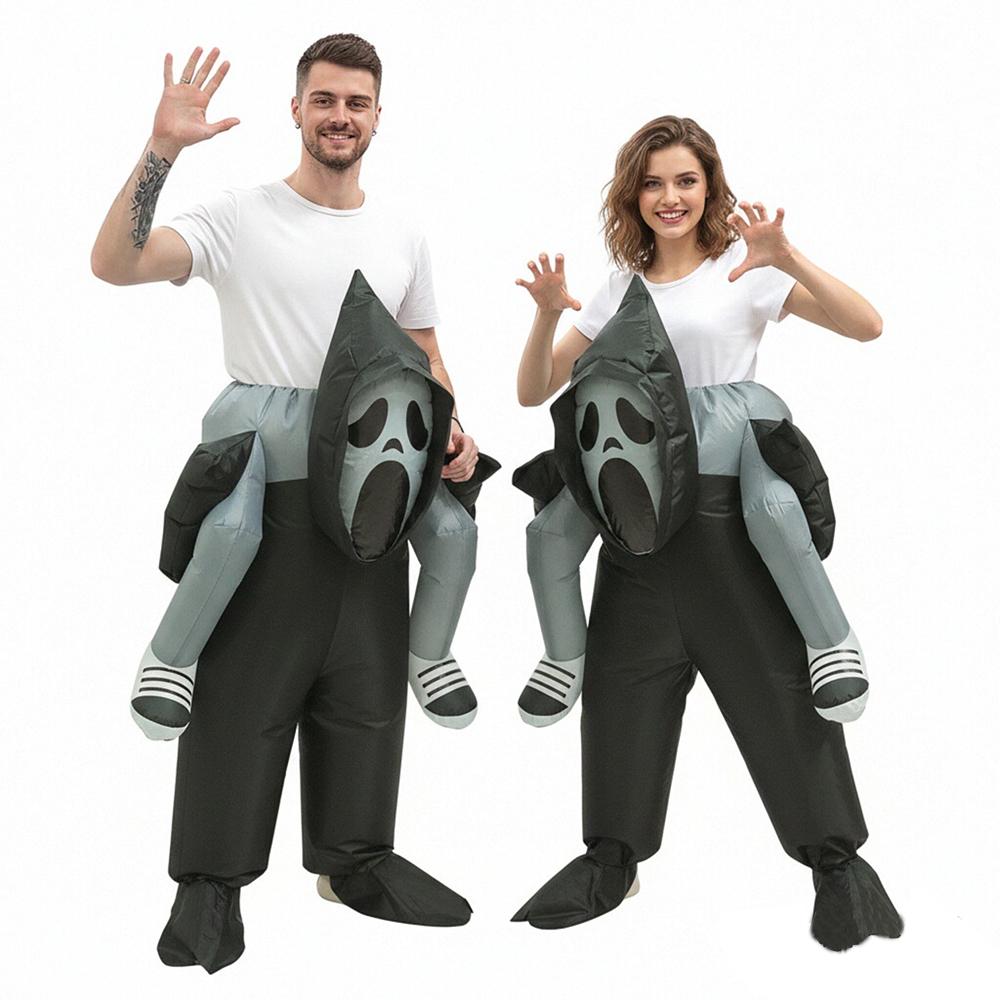 Halloween Ghost Inflatable Costume Scary Cosplay Outfit Ghost Back-carry Pants Inflatable Cycling Carniva Party Costume Props