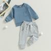 Baby Boys Pants Set, 6M 12M 18M 24M 3Y Long Sleeve Crew Neck Sweatshirt with Elastic Waist Sweatpants Infant Clothes