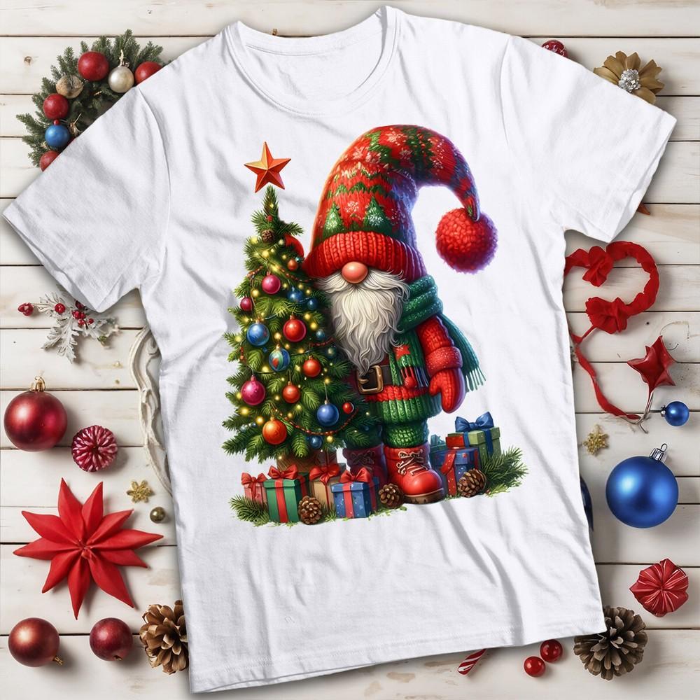 Unisexs and Unisexs Gnome Tree Warm Colors Christmas TShirt Tee MC