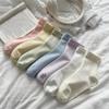 Женские носки из чистого хлопка Zhuji цвета макарон - Свободные, не сдавливающие, не скатывающиеся, бесшовный послеродовой дизайн.