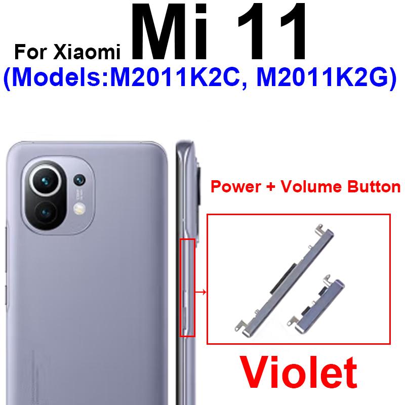 Кнопка питания, громкости, боковая кнопка для Xiaomi Mi 11 Mi 11 Pro Mi 11 Ultra Mi 11 Lite Mi 11 5G Ключевые детали переключателя управления питанием и громкостью