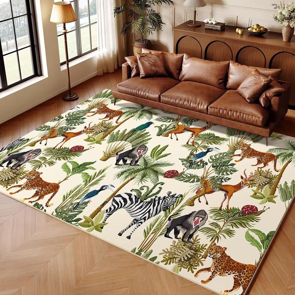 Jungle Animal Cartoon Child Carpet Rug for Home Living Room Bedroom Sofa Doormat Decor Play Area Rug Nordic Non-slip Floor Mat
