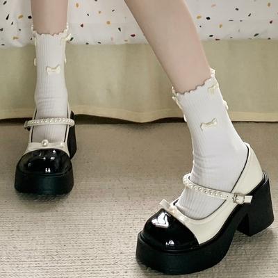 Милые женские туфли на платформе из кожи с бантом из бисера и высоким каблуком, юбка, туфли Мэри Джейн