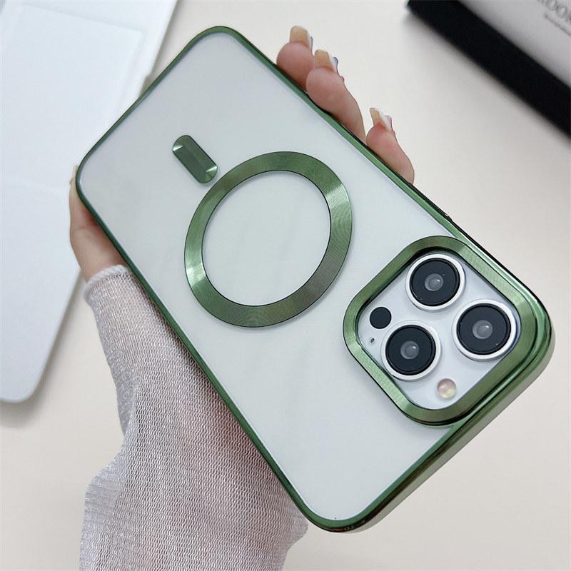 Роскошный магнитный чехол с гальваническим покрытием Golden Shield для беспроводной зарядки для iPhone 14 13 12 11 Pro Max, защитный чехол от падения